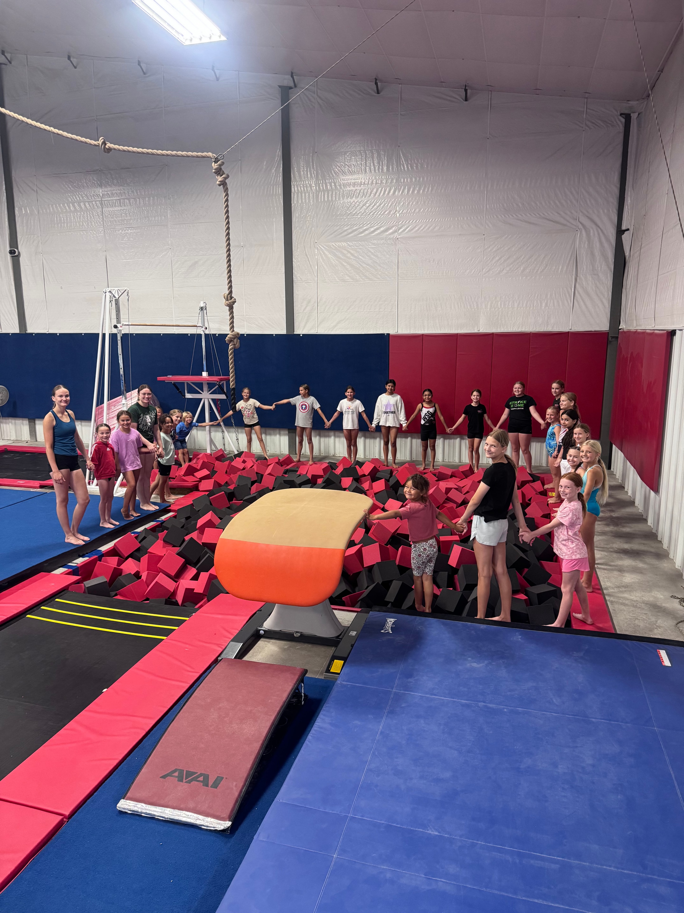 Group photo celebrating the new foam pit on opening day