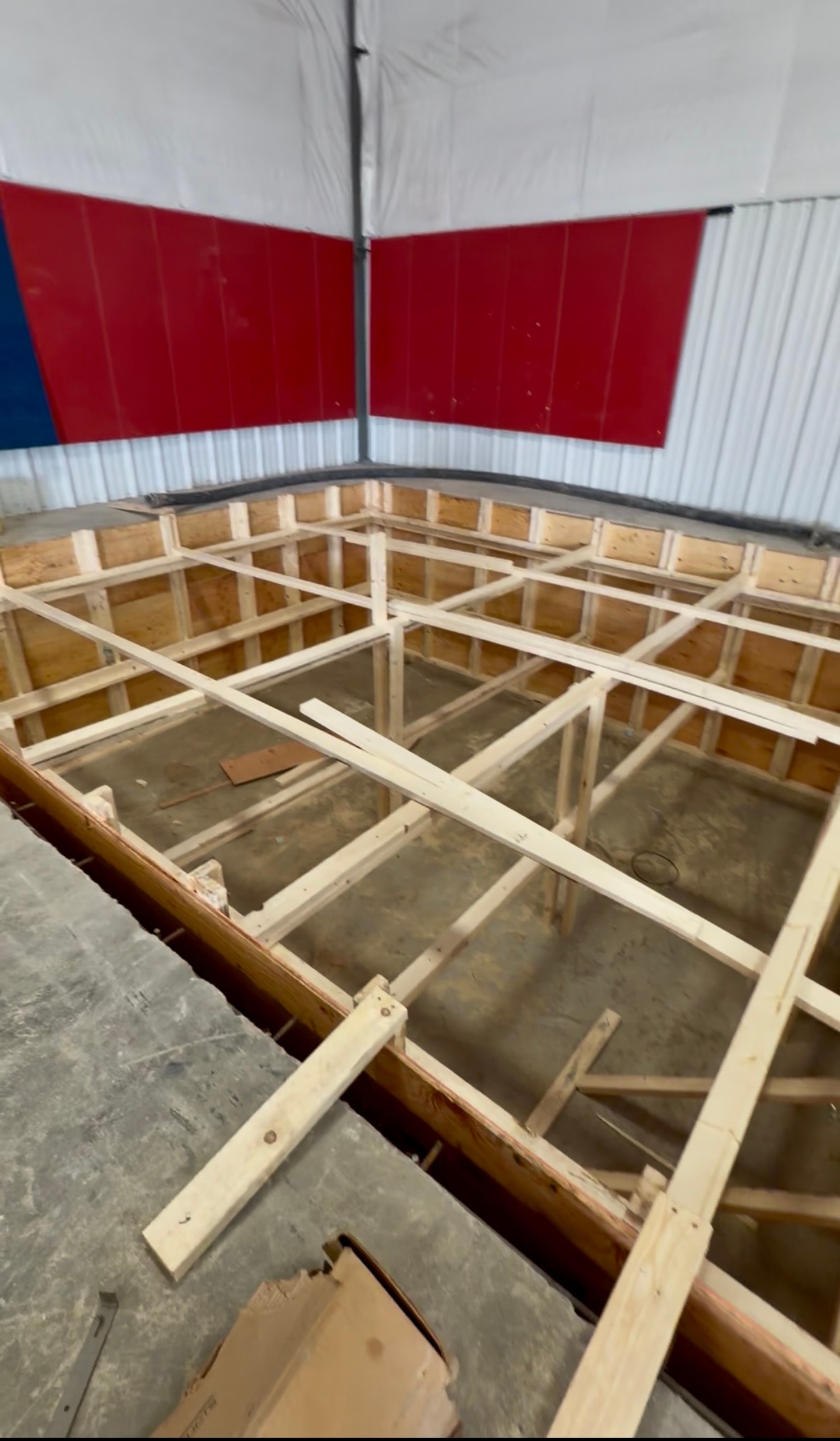 Wooden framing inside the pit